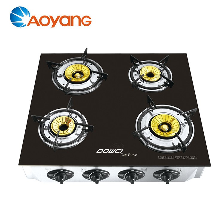 Four burner glass top gas stove